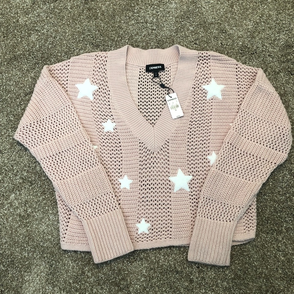 Express pink sweater with white stars